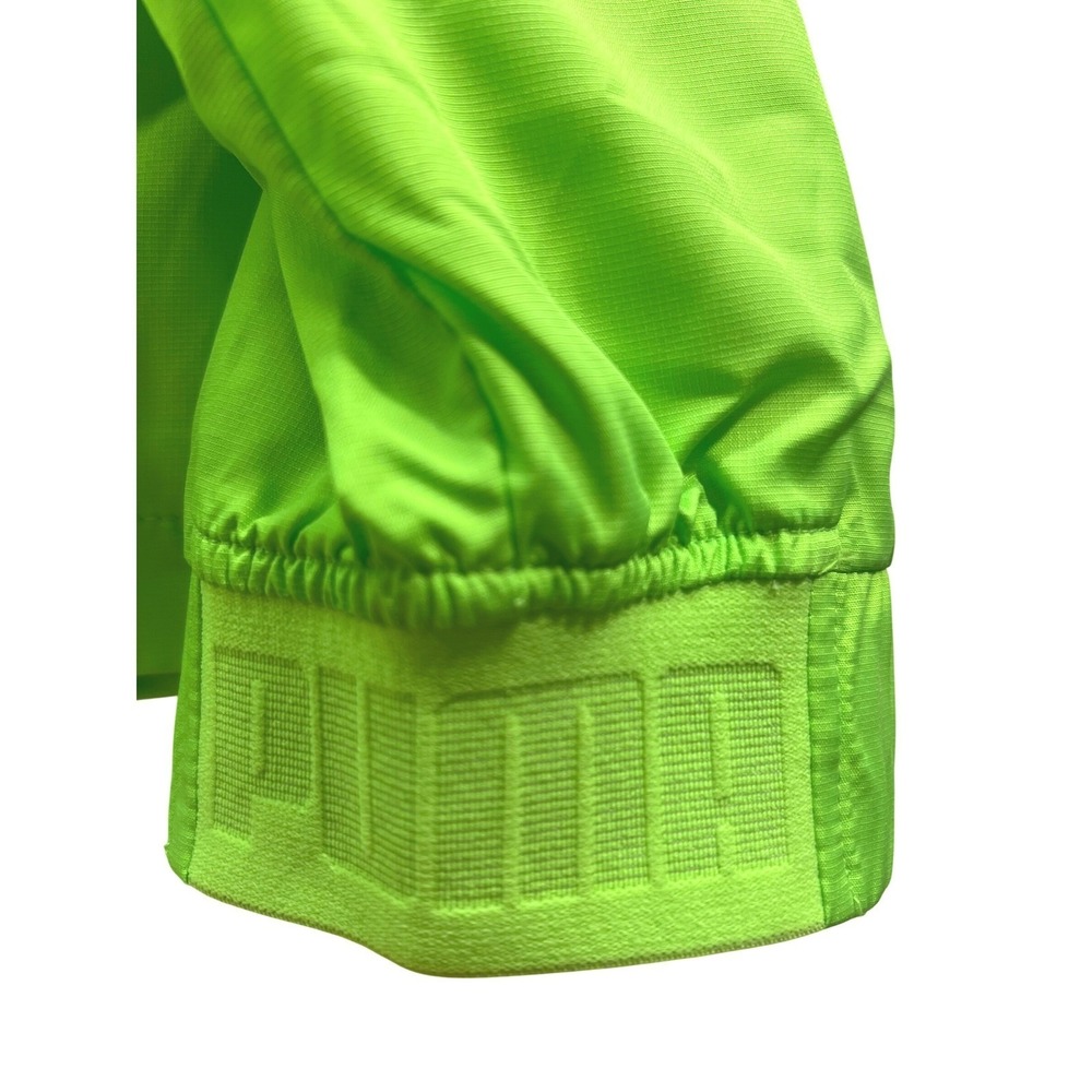 Puma Mens XL Fleece Lined Hooded Windbreaker Jacket Neon Green Full Zip New - Picture 5 of 11
